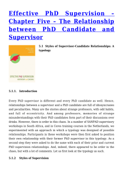 The Relationship between PhD Candidate and Supervisor