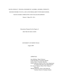 Math literacy: The relationship of algebra, gender, ethnicity