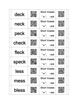 deck neck peck check fleck speck less mess bless