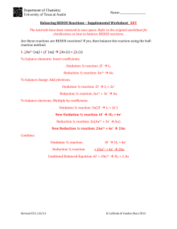 Balancing REDOX Reactions
