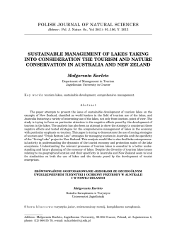 sustainable management of lakes taking into consideration