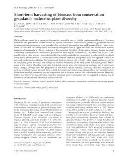 Short-term harvesting of biomass from conservation grasslands
