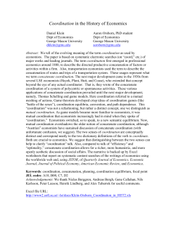 Coordination in the History of Economics