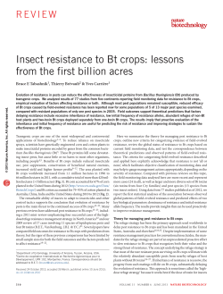 Insect resistance to Bt crops: lessons from the first billion acres