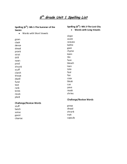 6th Grade Unit 1 Spelling List