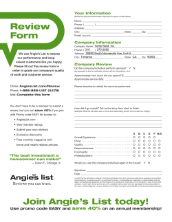 Join Angie`s List today! Review Form