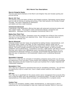 2011 Marvin Tour Descriptions Marvin/Integrity Dealer This tour puts