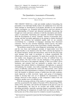 The Quantitative Assessment of Personality