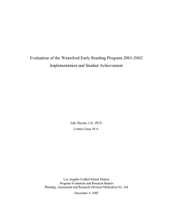 Evaluation of the Waterford Early Reading Program