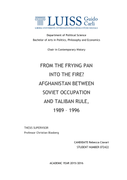 FROM THE FRYING PAN INTO THE FIRE? AFGHANISTAN