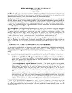 Animal Rights and Christian Responsibility