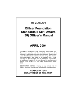 Officer Foundation Standards II Civil Affairs (38) Officer`s Manual