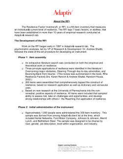 About the RFI The Resilience Factor Inventory&reg;, or RFI, is a 60