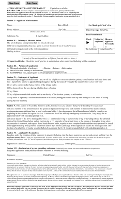 Page 1 APPLICATION FOR ABSENTEE BALLOT (Espa&ntilde;ol en otro