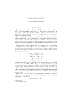 CONTINUED FRACTIONS 1. Anthyphairesis Consider a square of