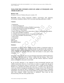 NGOs For The Conservation Of Africa`s Wildlife And Their