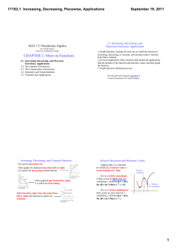171S2.1 Increasing, Decreasing, Piecewise, Applications