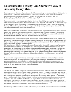 Heavy Metal Screening Test - Technical and Research