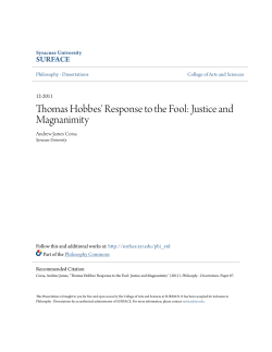 Thomas Hobbes` Response to the Fool: Justice and
