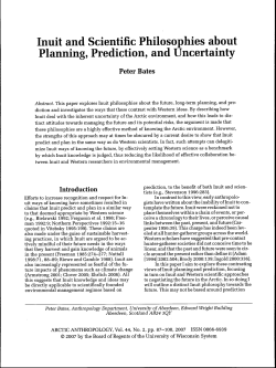 Inuit and Scientific Philosophies about Planning, Prediction, and