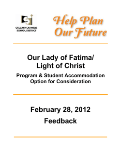 Help Plan Our Future: Our Lady of Fatima / Light of Christ