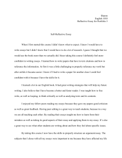 Sharon English 1010 Reflective Essay for Portfolio 3