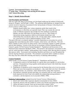 Content: Environmental Science&mdash;Ecosystems 5th grade Time: 10