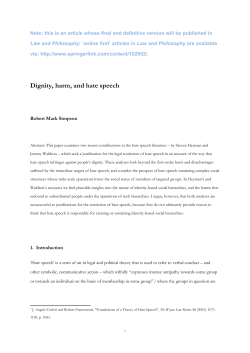 Dignity, harm, and hate speech