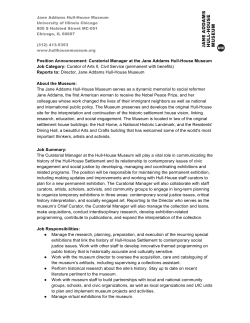 Curatorial Manager at the Jane Addams Hull