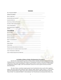 1 An Outline of Rules of Order (Parliamentary Procedure)