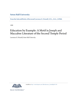 Education by Example: A Motif in Joseph and Maccabee Literature