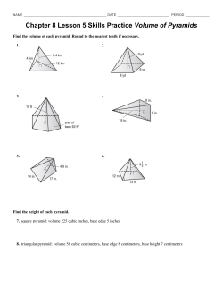 Chapter 8 Lesson 5 Skills Practice Volume of Pyramids