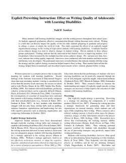 Explicit Prewriting Instruction - Learning Disabilities Association of