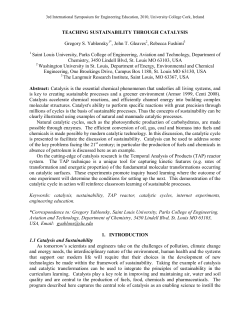 Teaching Sustainability through Catalysis
