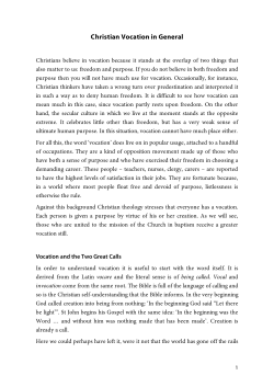 Christian Vocation in General
