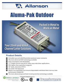 Allanson SS12350X 120V Neon Transformer Brochure