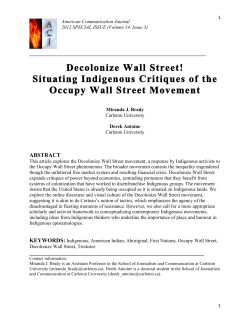 Decolonize Wall Street! Situating Indigenous Critiques of the Occupy