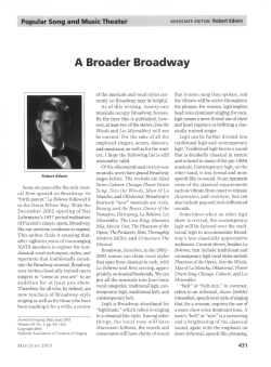 A Broader Broadway - National Association of Teachers of Singing