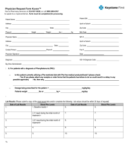 Physician Request Form Kuvan&trade; - Pharmacy