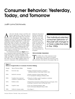 Consumer Behavior: Yesterday, Today, and Tomorrow