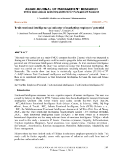 ASIAN JOURNAL OF MANAGEMENT RESEARCH Trait emotional