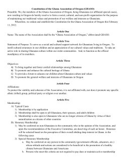 Constitution of the Ghana Association of Oregon (GHASO) Preamble