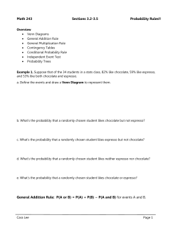 Math 243 Sections 3.2-3.5 Probability Rules!! General Addition Rule