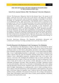 THE NEW HUMANISM AND THE PARADIGM OF KNOWLEDGE IN