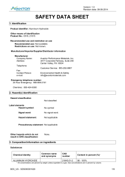 Material Safety Data Sheet - Avantor Performance Materials