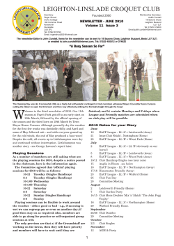 Newsletter - East Anglian Croquet Federation