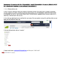 Summer Homework for Chemistry and Chemistry