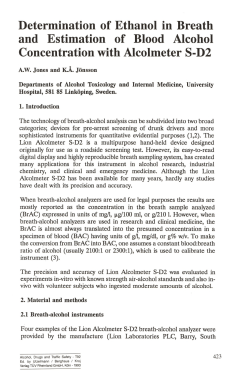 Determination of Ethanol in Breath and Estimation of Blood Alcohol