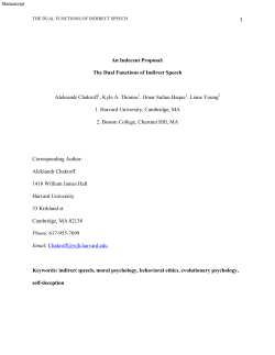1 An Indecent Proposal: The Dual Functions of Indirect Speech