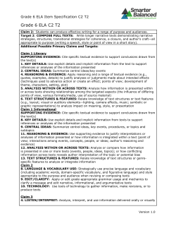ELA Item Specification Table Grade 6